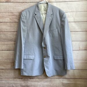LAUREN RALPH LAUREN NAVY BLUE AND WHITE STRIPED BLAZER